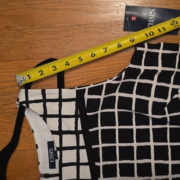 CHAPS BRAND WOMEN'S BLACK & WHITE SLEEVELESS SYMMETRICAL DRESS SIZE 14 - Picture 13 of 16